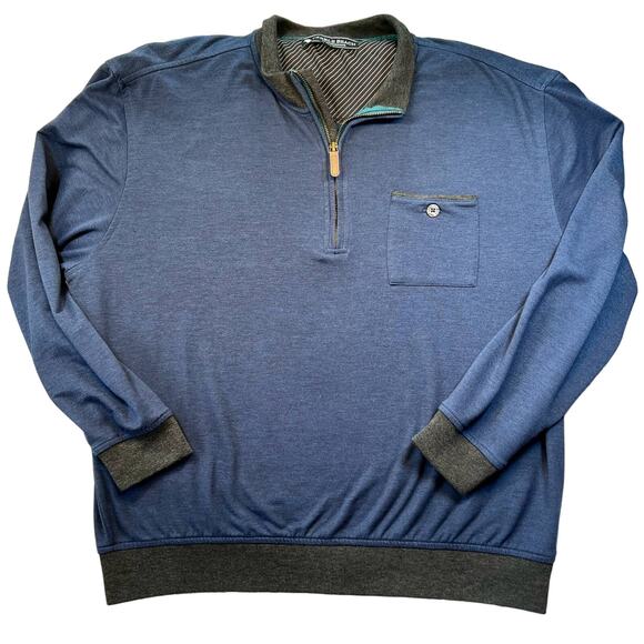Pebble Beach Performance Golf 1/4 Zip Pullover L Dark Blue w/ Grey Contrast Trim - Picture 1 of 8